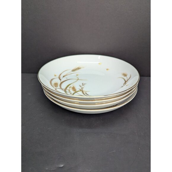 Yamaka China Autumn Pride 7 1/2"  Coupe Soup Bowls 22K Gold Trim Set of 4 - Picture 10 of 11